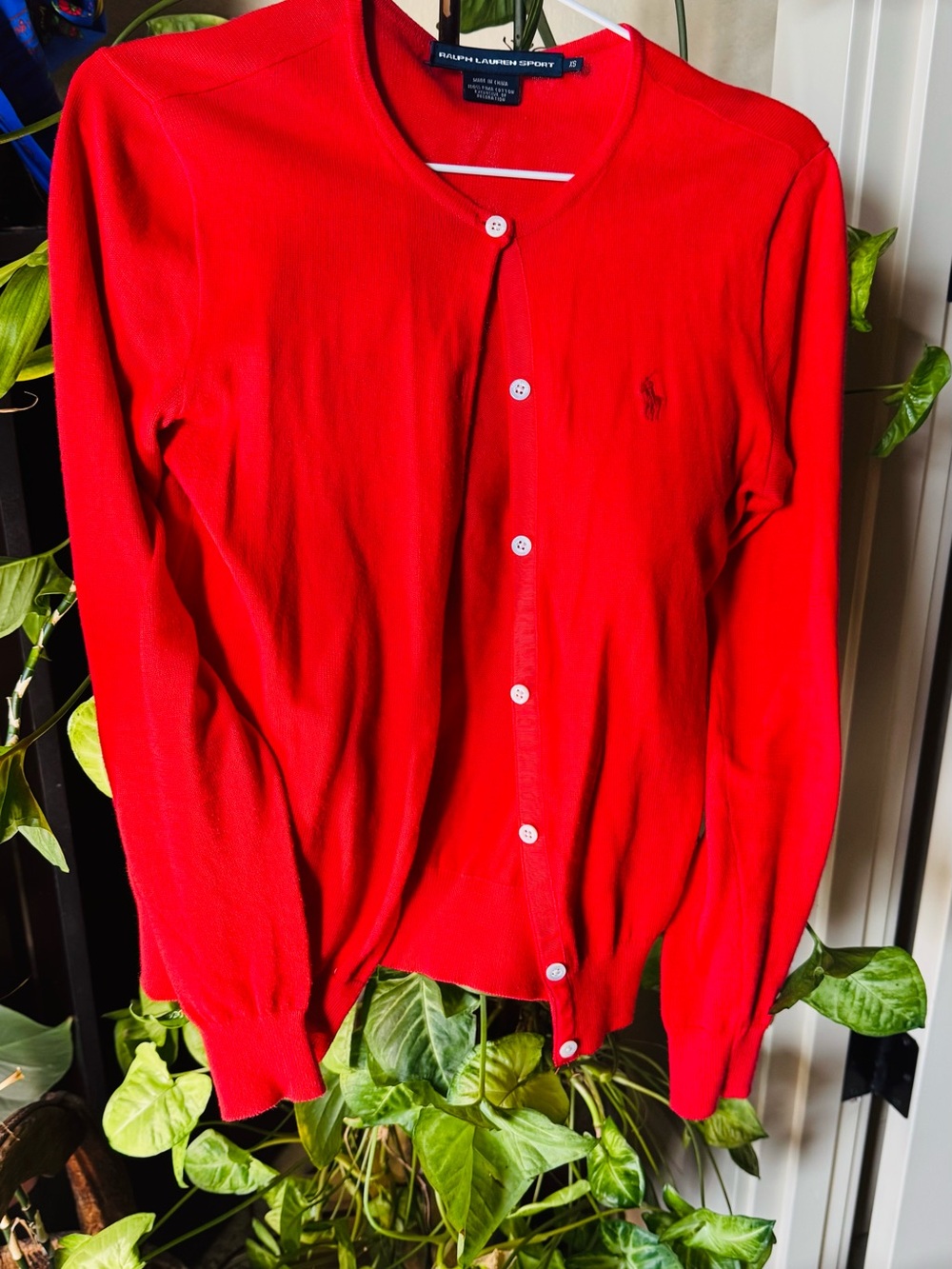 Ralph Lauren Red Women's V-Neck Button Cardigan